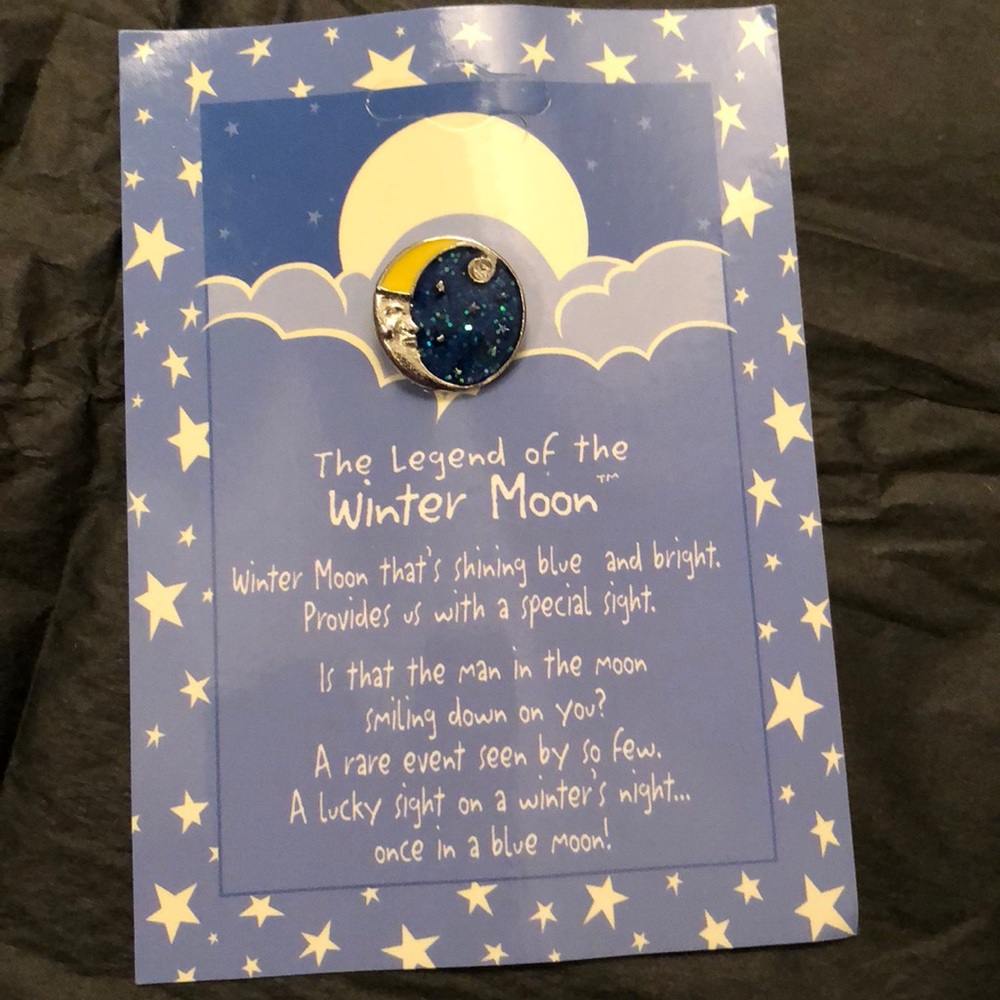 Jeweled lapel pin “Winter Moon.”